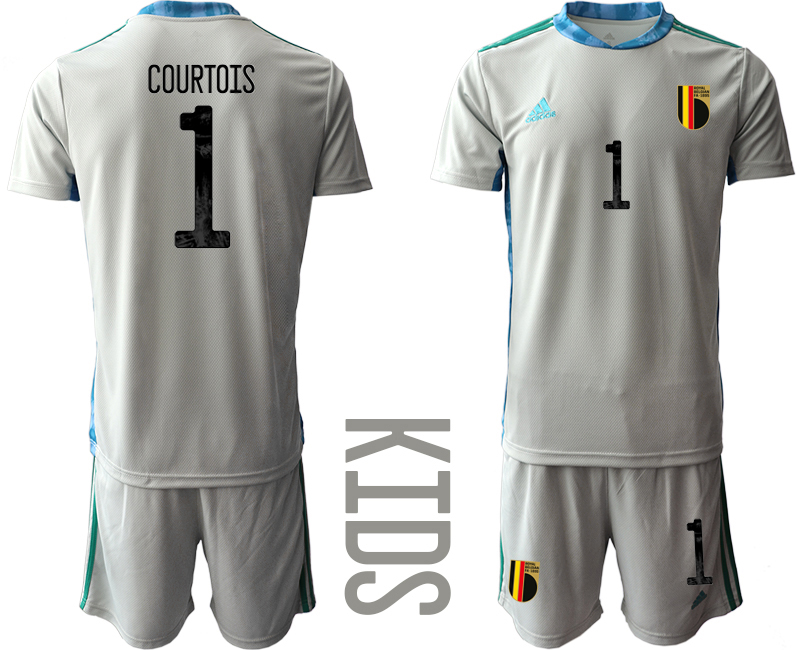 Youth 2021 European Cup Belgium grey goalkeeper #1 Soccer Jersey